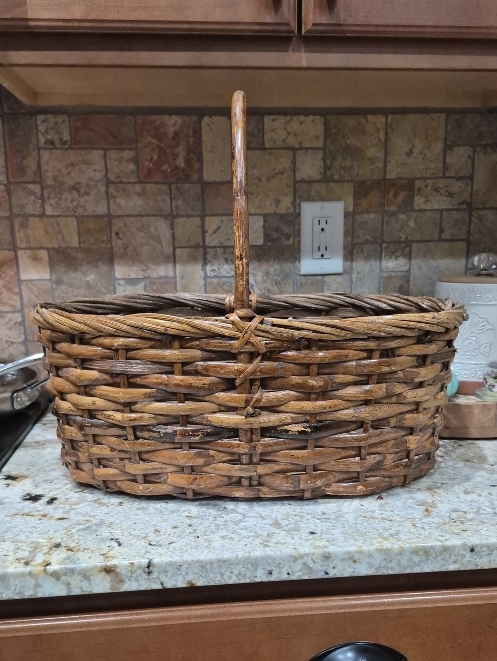 Rustic Woven Brown Willow Basket with Handle - Home Accents